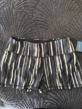 Brooks Women's Black, Blue, Gray & White Striped Running Shorts